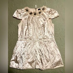 BCBGMaxAzria Embellished Cream Floral Appliqué Top